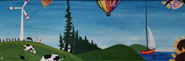 gemalte Landschaft aus der Kindergartengarderobe