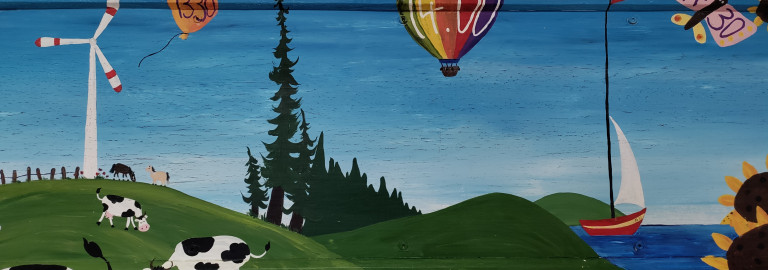 gemalte Landschaft aus der Kindergartengarderobe